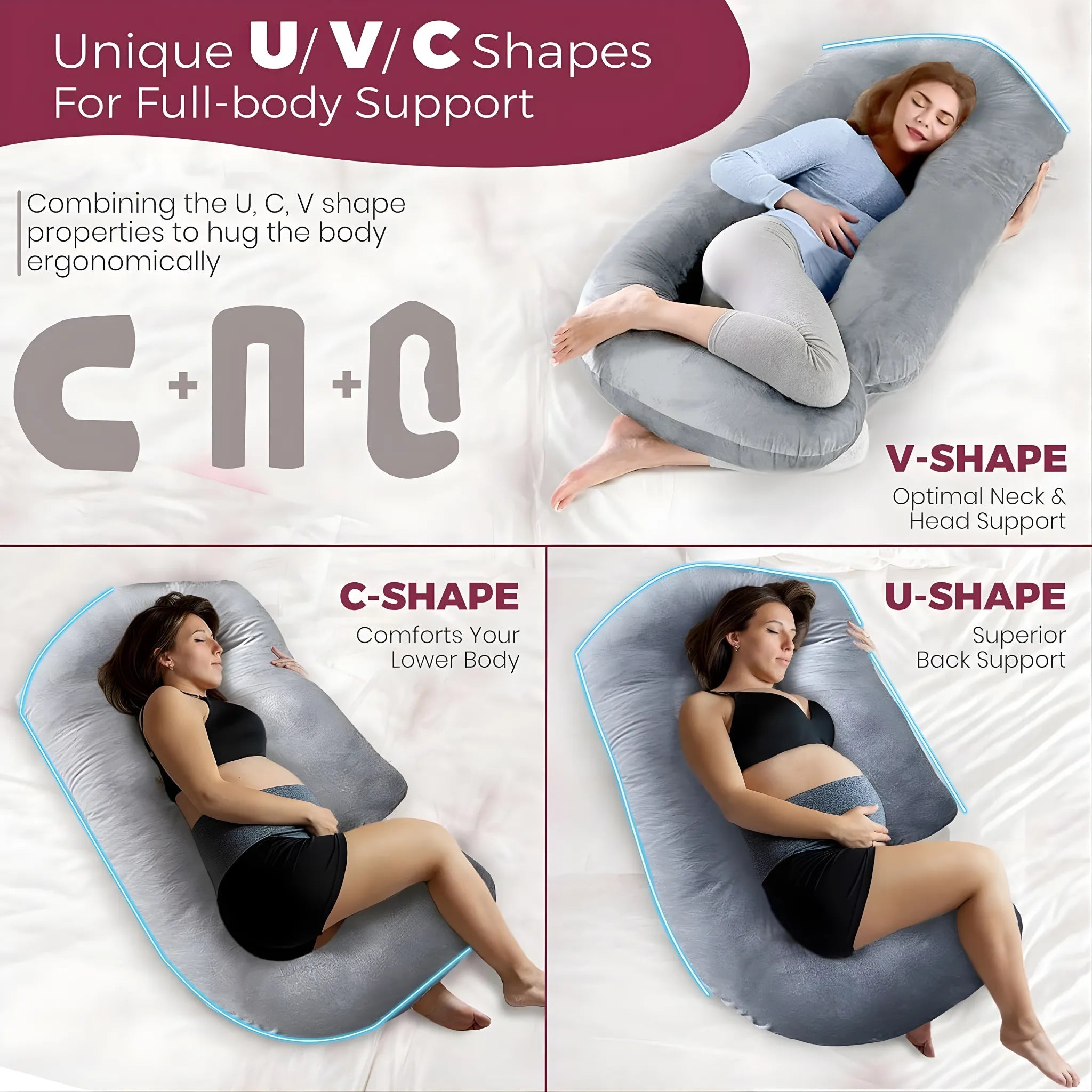 PrimeHomeGoods U+V+C Full-Body Maternity Pillow